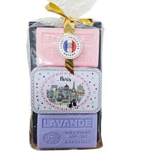 Label Provence Nature Paris Soap Set and Tin Lavende' and Rose NIB